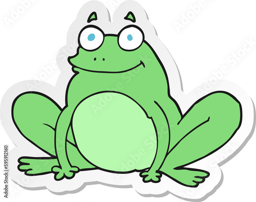 sticker of a cartoon happy frog
