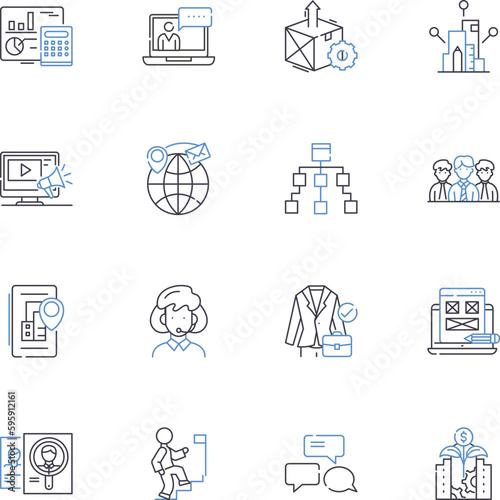 Conglomerate line icons collection. Diverse, Multinational, Synergy, Industry, Alliance, Mergers, Acquisitions vector and linear illustration. Nerk,Powerhouse,Combination outline signs set
