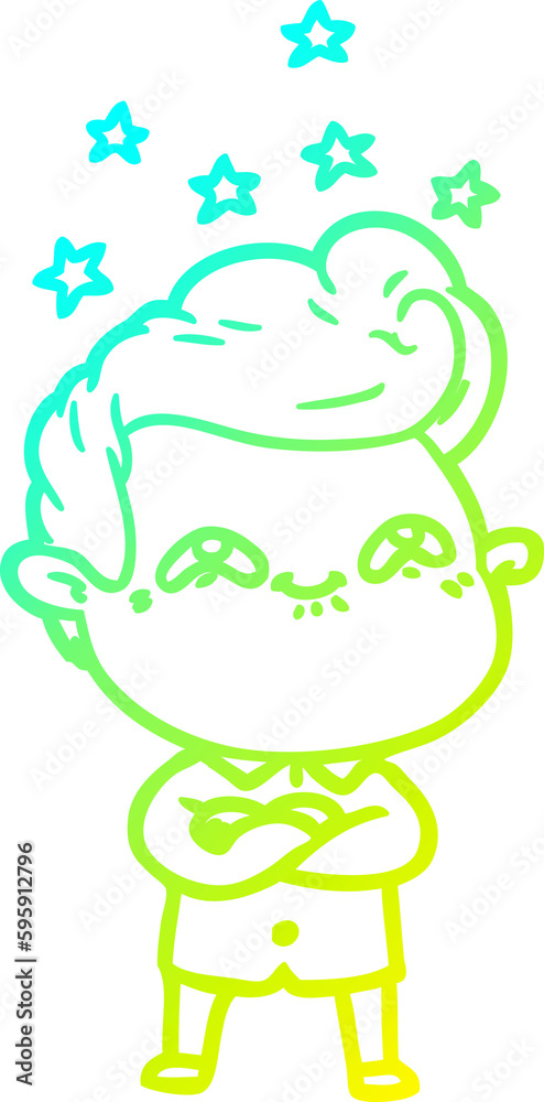 cold gradient line drawing of a cartoon excited man cold gradient line drawing of a cartoon excited man