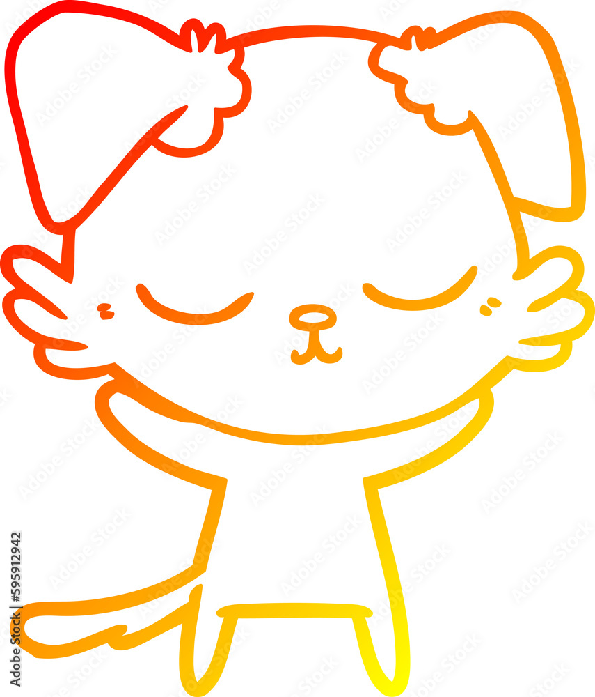 warm gradient line drawing of a cute cartoon dog warm gradient line drawing of a cute cartoon dog
