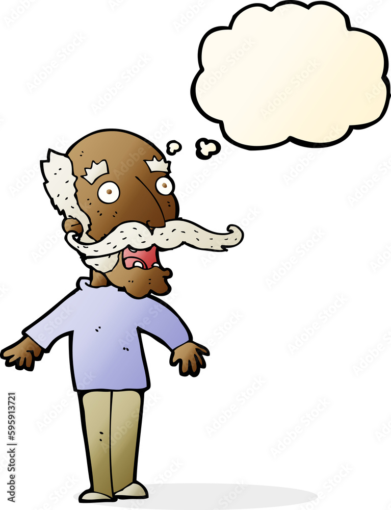 cartoon old man gasping in surprise with thought bubble cartoon old man gasping in surprise with thought bubble