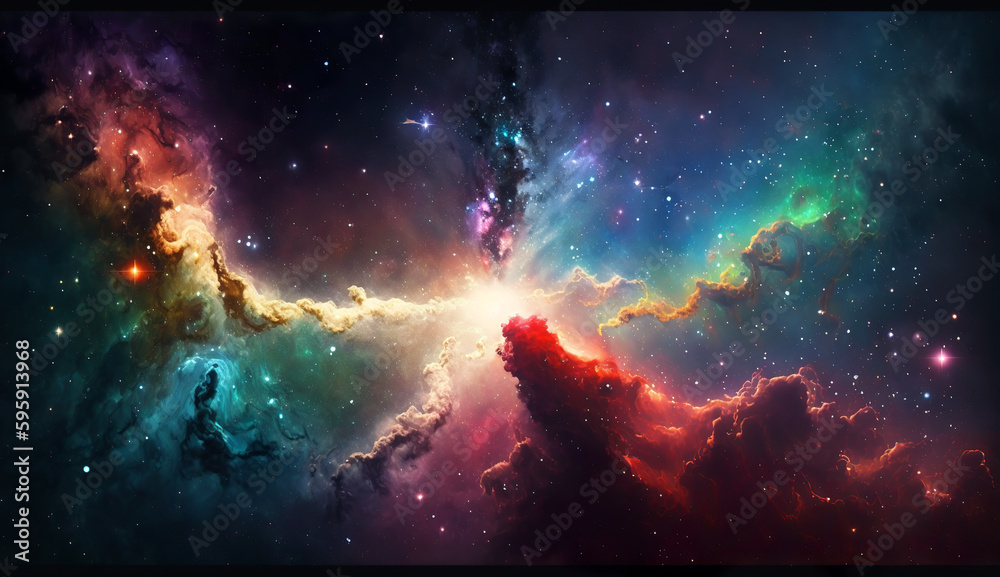 Colorful space background, wallpaper, Generative AI