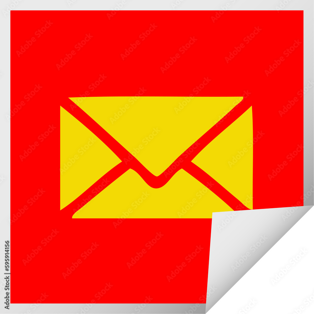 square peeling sticker cartoon of a paper envelope square peeling sticker cartoon of a paper envelope