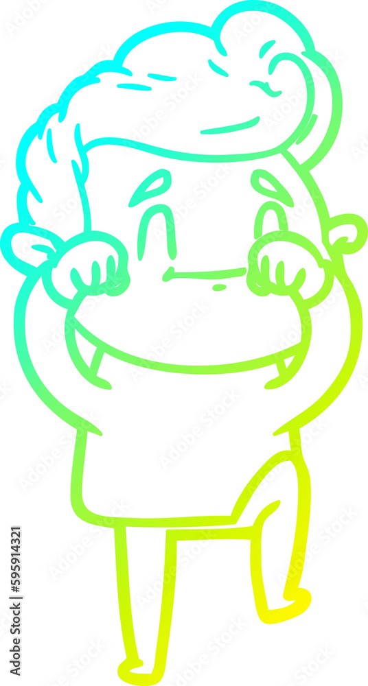 cold gradient line drawing of a happy cartoon man cold gradient line drawing of a happy cartoon man