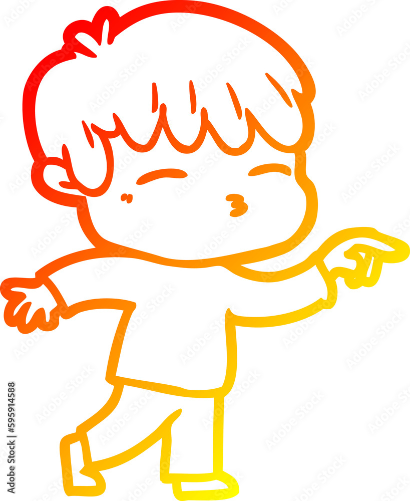 warm gradient line drawing of a cartoon curious boy warm gradient line drawing of a cartoon curious boy