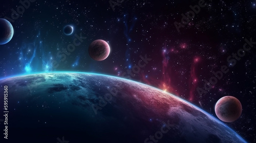 space background with planet and galaxy 