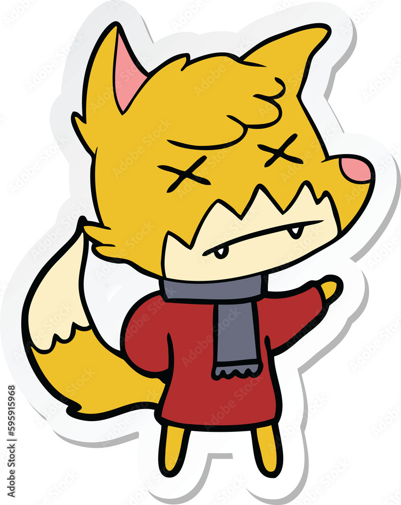 sticker of a cartoon dead fox