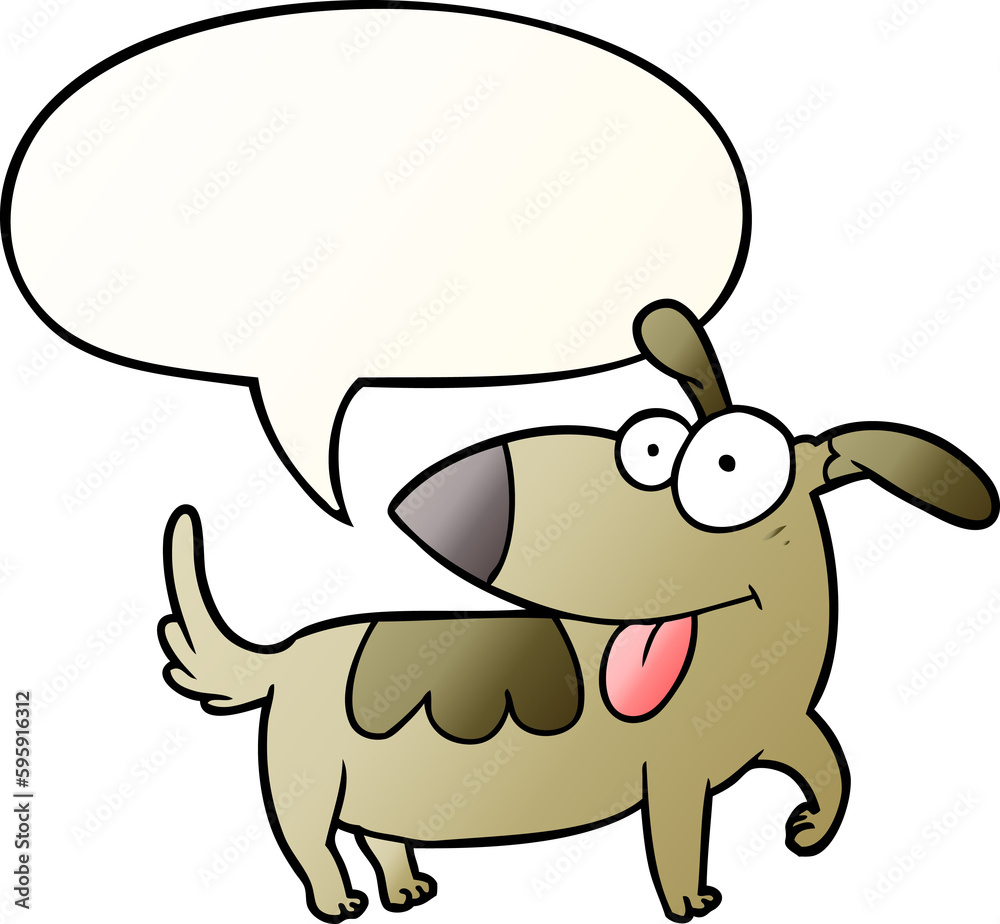 cartoon happy dog with speech bubble in smooth gradient style cartoon happy dog with speech bubble in smooth gradient style