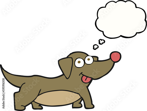 freehand drawn thought bubble cartoon happy little dog