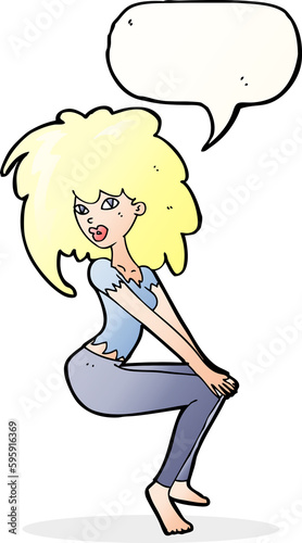 cartoon woman with big hair with speech bubble