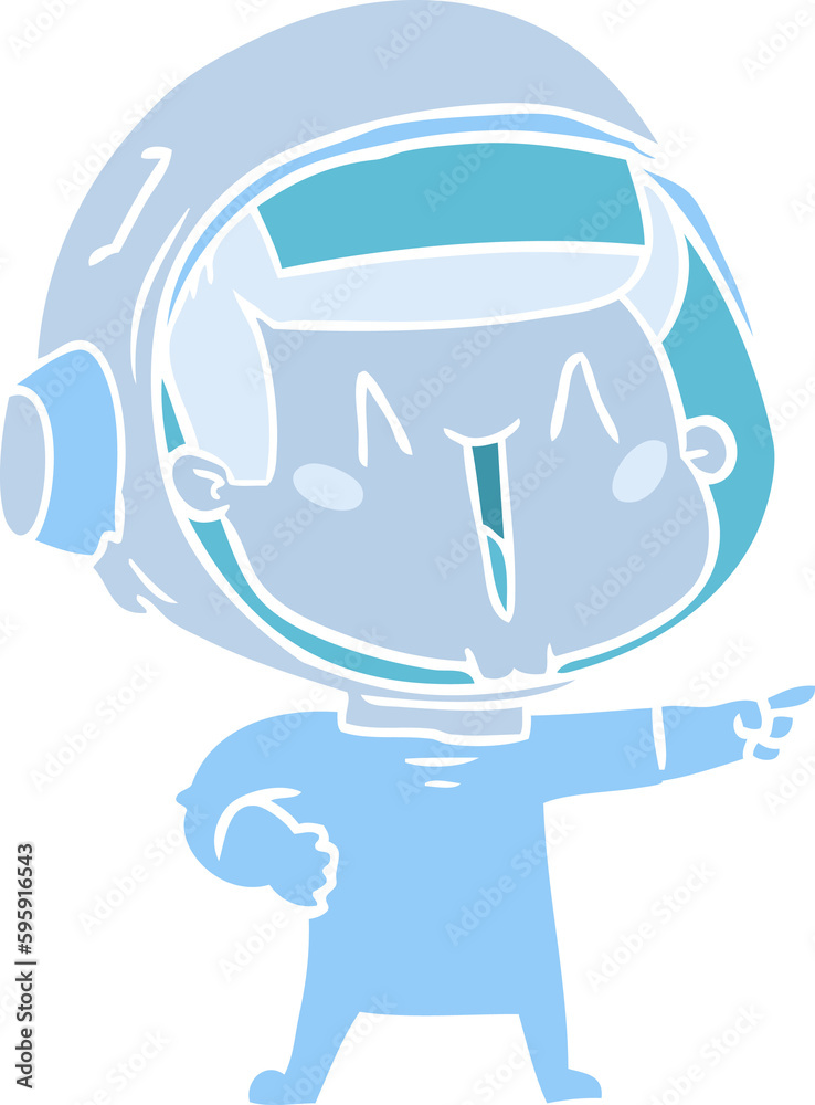 happy flat color style cartoon astronaut pointing happy flat color style cartoon astronaut pointing