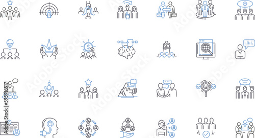 Firm establishment line icons collection. Stability, Consistency, Permanence, Durability, Security, Assurance, Persistence vector and linear illustration. Reliability,Endurance,Immovability outline