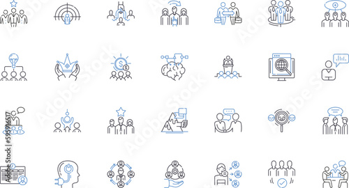 Firm establishment line icons collection. Stability, Consistency, Permanence, Durability, Security, Assurance, Persistence vector and linear illustration. Reliability,Endurance,Immovability outline photo