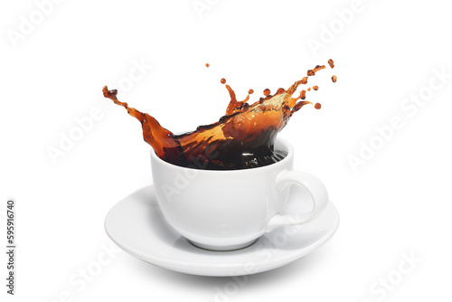 splashing coffe on white background
