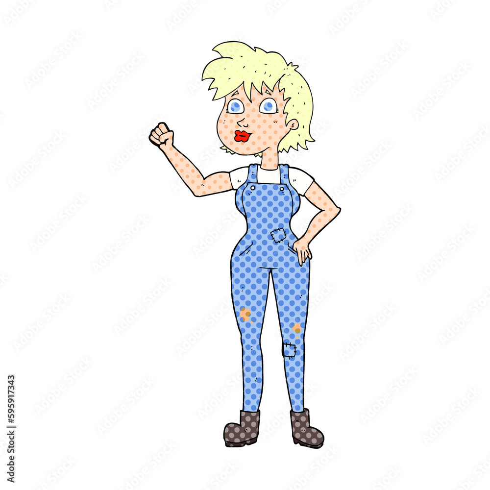 freehand drawn cartoon confident farmer woman freehand drawn cartoon confident farmer woman