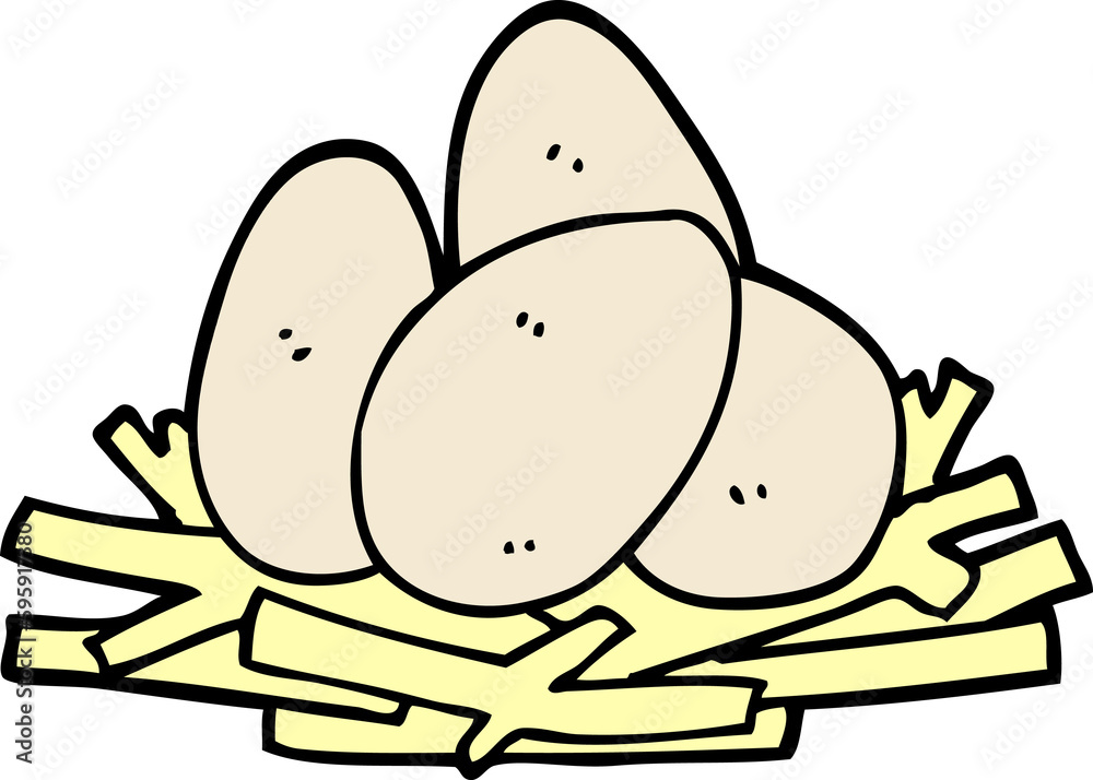 cartoon eggs in nest