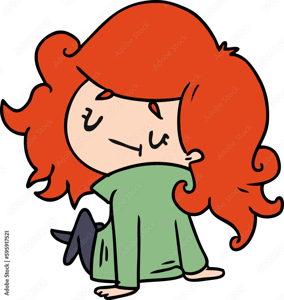 cartoon illustration of a cute kawaii girl cartoon illustration of a cute kawaii girl
