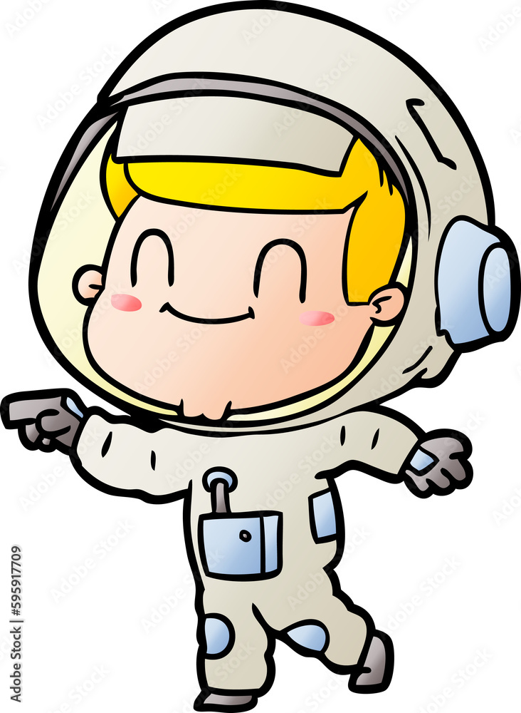 happy cartoon astronaut man