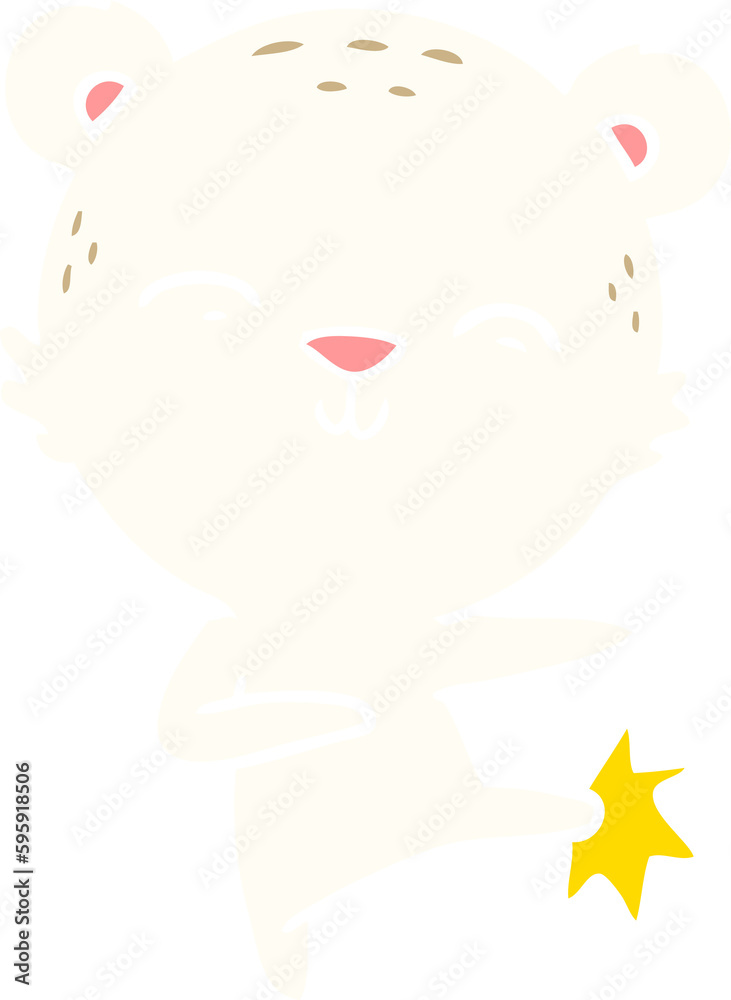 happy flat color style cartoon polar bear kicking happy flat color style cartoon polar bear kicking