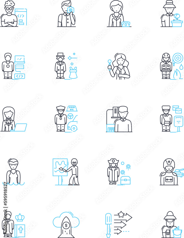 Identity creation linear icons set. Persona, Self-image, Perception, Individuality, Authenticity, Self-expression, Belonging line vector and concept signs. Self-esteem,Self-realization,Character Identity creation linear icons set. Persona, Self-image, Perception, Individuality, Authenticity, Self-expression, Belonging line vector and concept signs. Self-esteem,Self-realization,Character