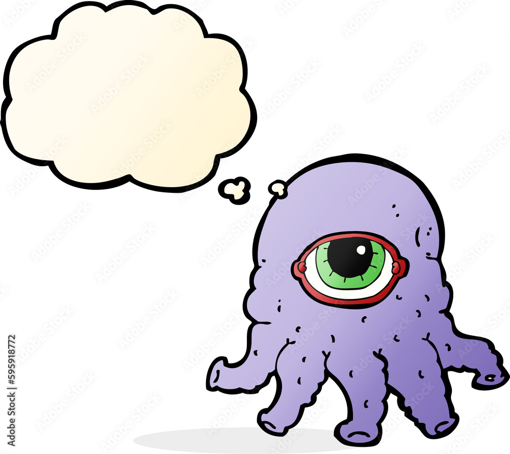 Fototapeta premium cartoon alien head with thought bubble