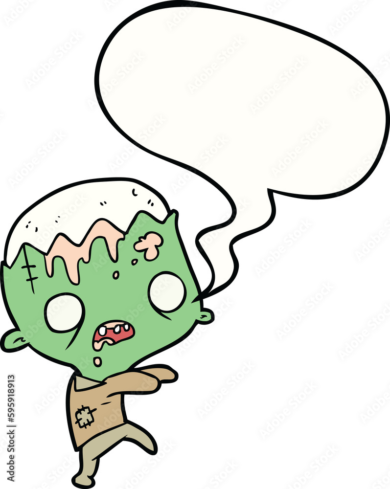cute cartoon zombie with speech bubble cute cartoon zombie with speech bubble