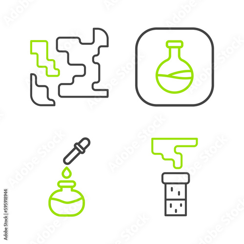 Set line Test tube and flask, and Gaseous icon. Vector