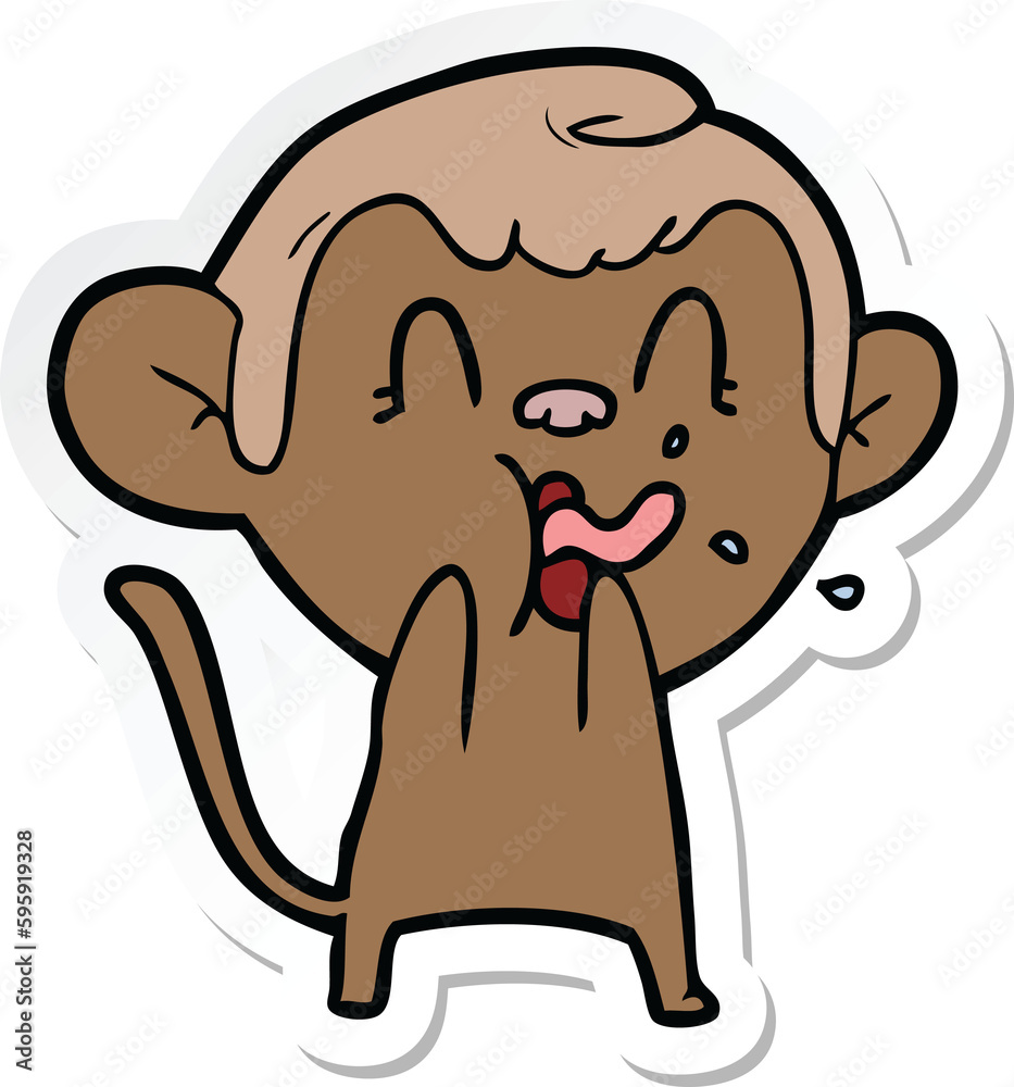sticker of a crazy cartoon monkey sticker of a crazy cartoon monkey