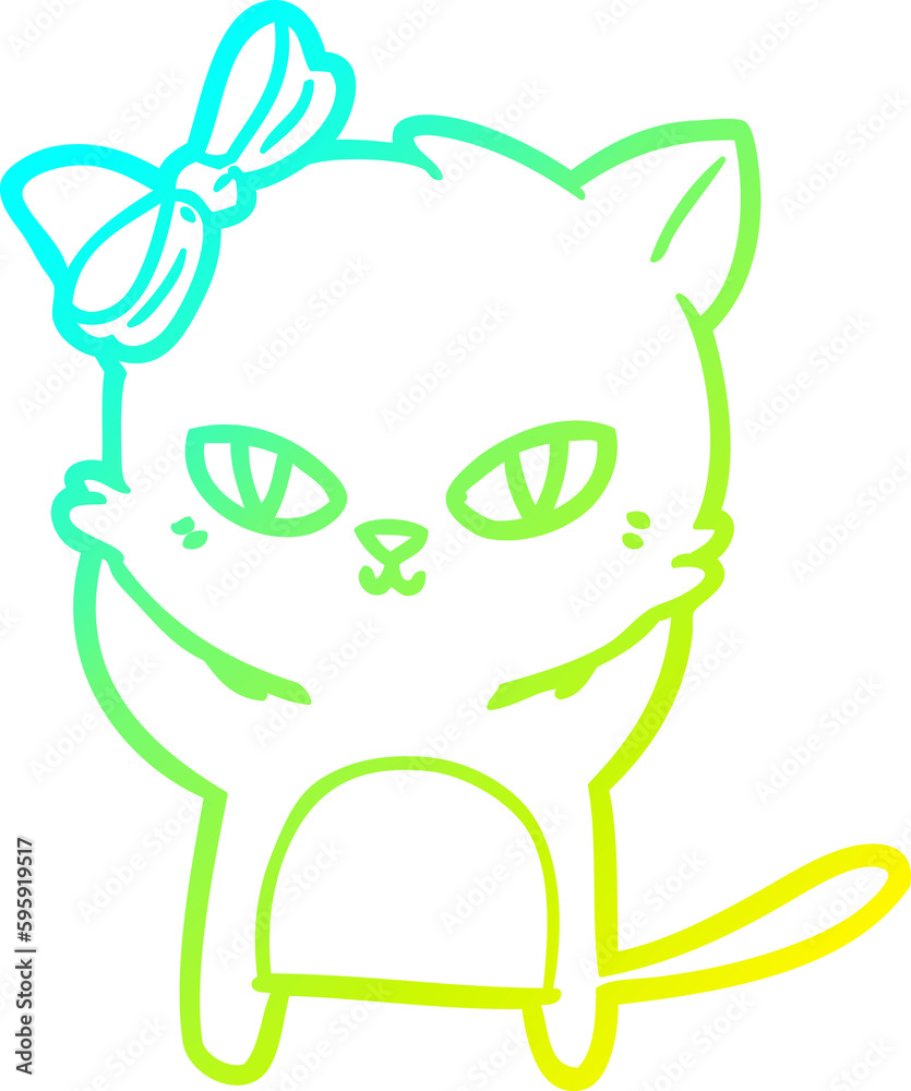 cold gradient line drawing of a cute cartoon cat cold gradient line drawing of a cute cartoon cat