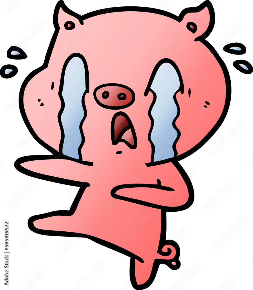 Obraz premium crying pig cartoon