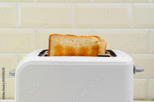 White toaster in bright kitchen