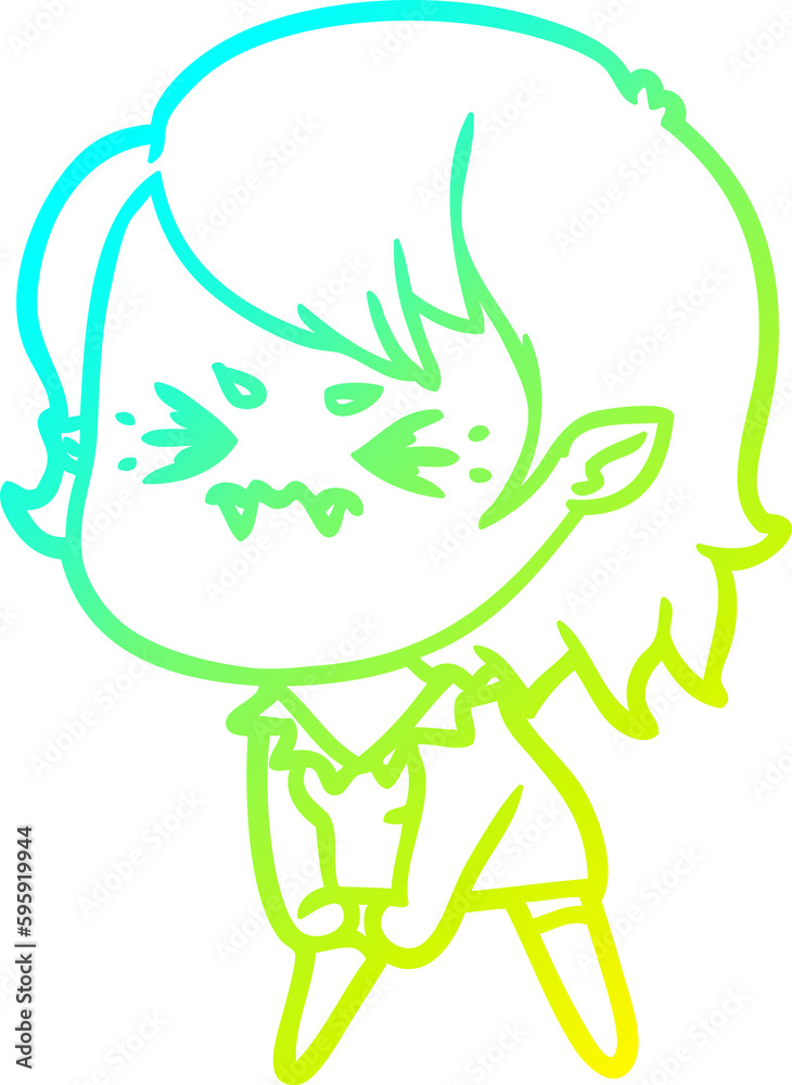 cold gradient line drawing of a annoyed cartoon vampire girl cold gradient line drawing of a annoyed cartoon vampire girl