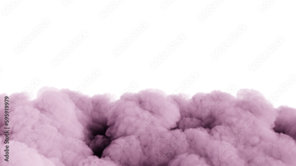 pink cloud on white background. fly above cloud. fantasy cloud isolated. a pink cloud background
