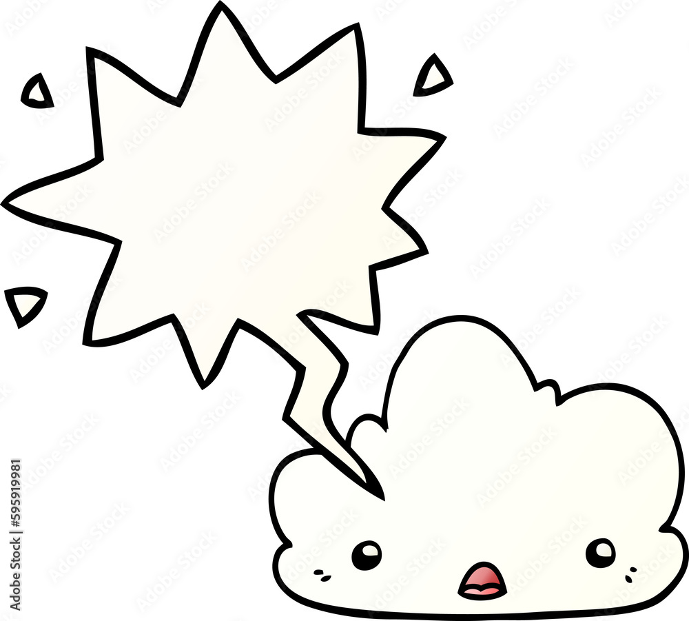 cute cartoon cloud with speech bubble in smooth gradient style cute cartoon cloud with speech bubble in smooth gradient style