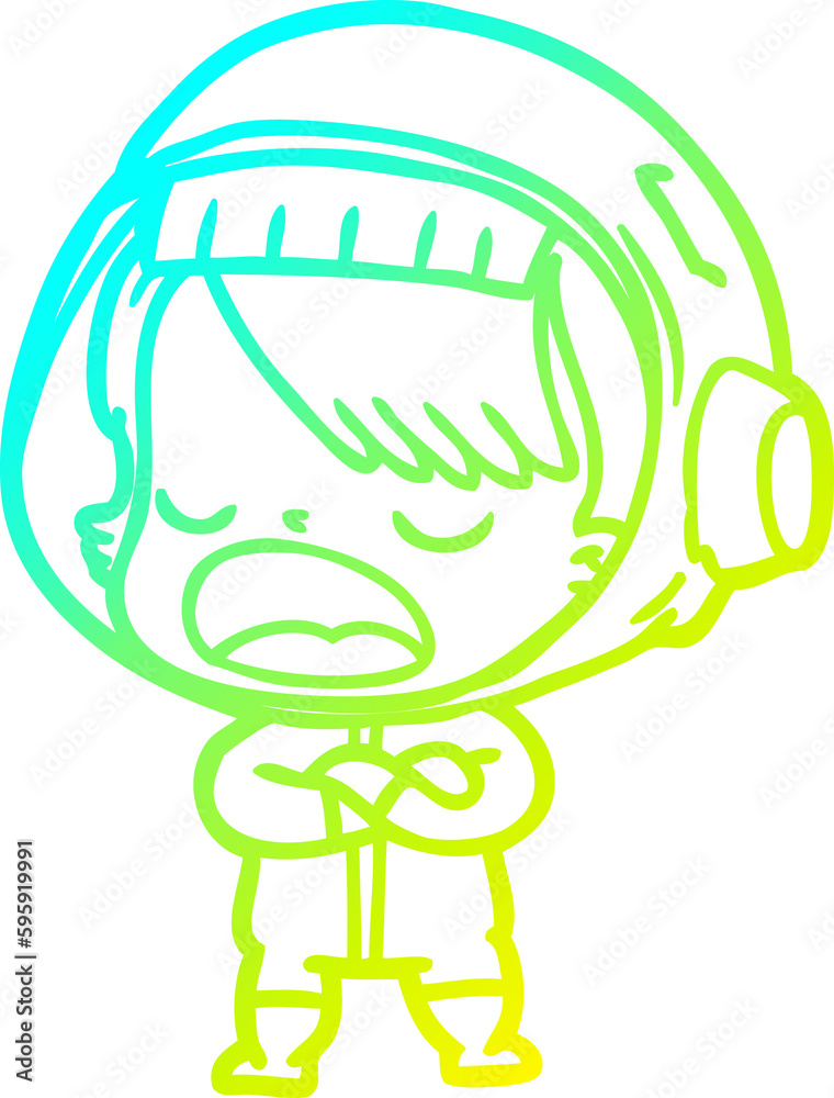 cold gradient line drawing of a cartoon talking astronaut cold gradient line drawing of a cartoon talking astronaut