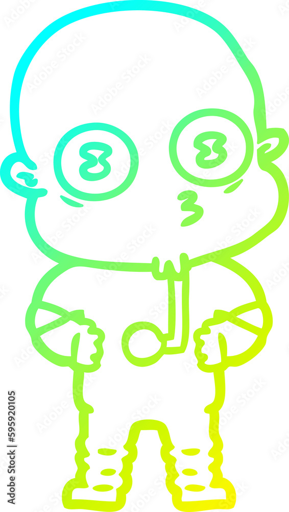 cold gradient line drawing of a cartoon weird bald spaceman cold gradient line drawing of a cartoon weird bald spaceman