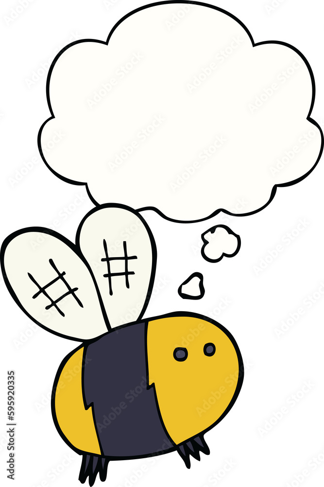 cartoon bee with thought bubble