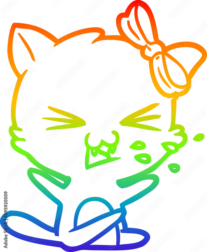 rainbow gradient line drawing of a cartoon cat rainbow gradient line drawing of a cartoon cat