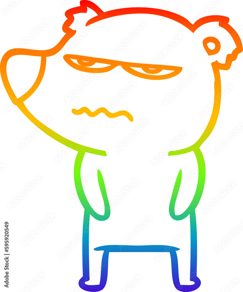 rainbow gradient line drawing of a angry bear polar cartoon rainbow gradient line drawing of a angry bear polar cartoon