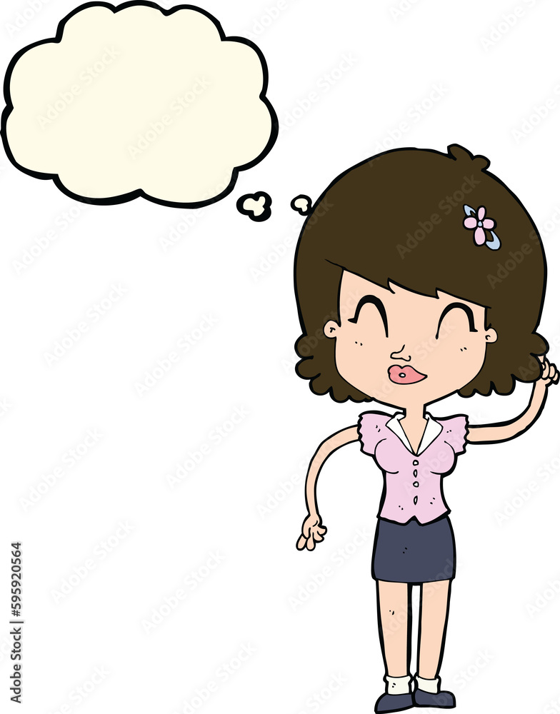 cartoon pretty woman with idea with thought bubble cartoon pretty woman with idea with thought bubble