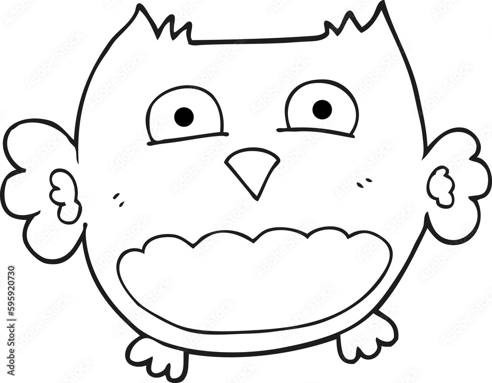 freehand drawn black and white cartoon owl freehand drawn black and white cartoon owl