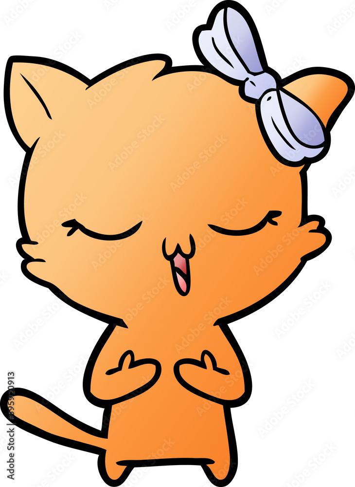 cartoon cat with bow on head