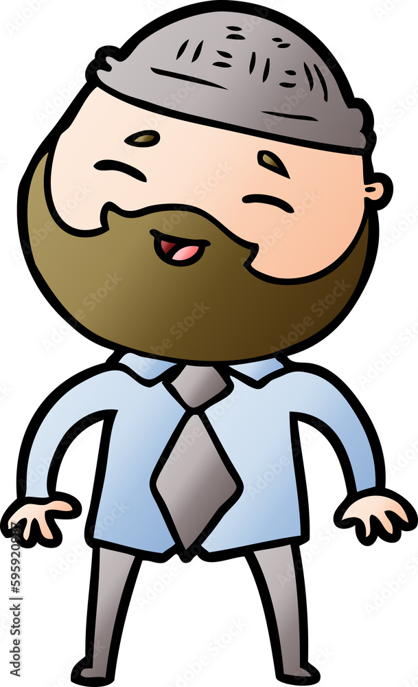 cartoon happy bearded man