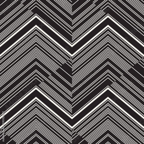 Monochrome Modern Striped Textured Chevron Pattern