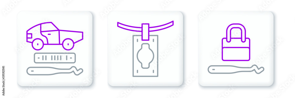 Set line Lock picks for lock picking, Car theft and Money laundering icon. Vector Set line Lock picks for lock picking, Car theft and Money laundering icon. Vector