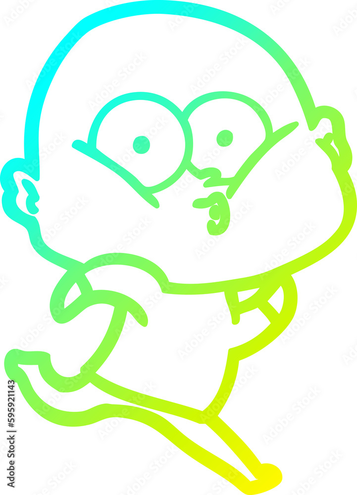 cold gradient line drawing of a cartoon bald man staring cold gradient line drawing of a cartoon bald man staring