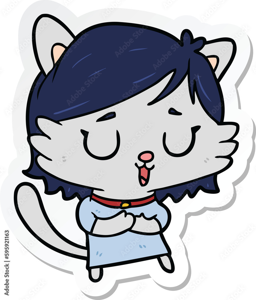 sticker of a cartoon cat girl