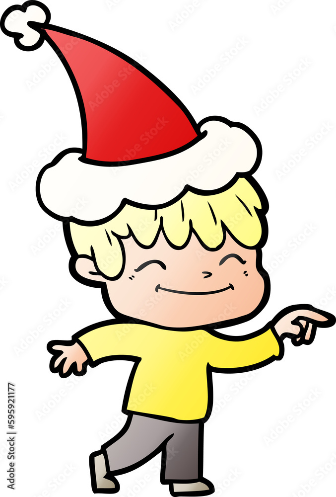 hand drawn gradient cartoon of a happy boy wearing santa hat hand drawn gradient cartoon of a happy boy wearing santa hat
