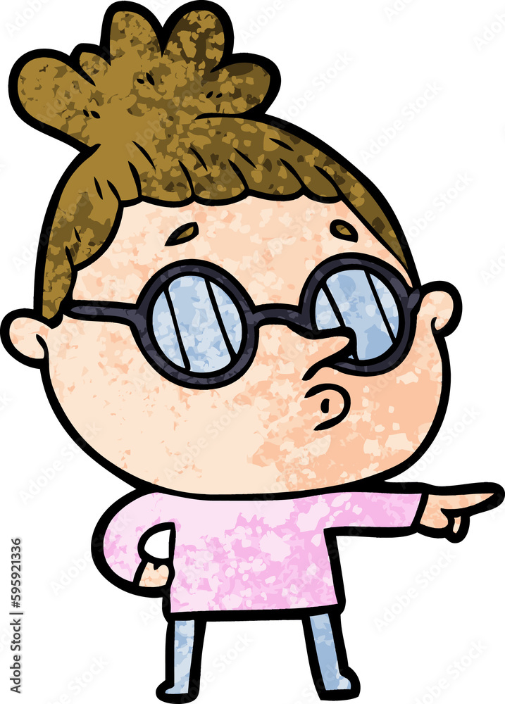 cartoon woman wearing glasses