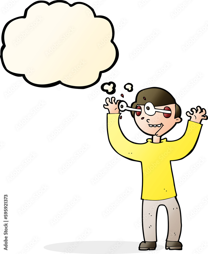 cartoon man with eyes popping out of head with thought bubble cartoon man with eyes popping out of head with thought bubble
